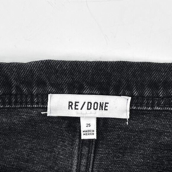 RE/DONE 80s Fold Over Jeans Vintage Noir Black Size 25 High Waist Tapered - Picture 4 of 7